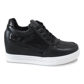 Schwarze Sneakers mit Keilabsatz und Spitze MY562