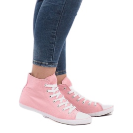 Hohe Sneakers aus rosa Stoff 7-1017