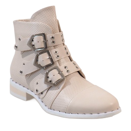 Beige Stiefel mit Schnallen 7161-PA