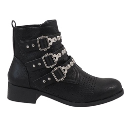 Schwarze Stiefel mit Schnallen 7168-PA