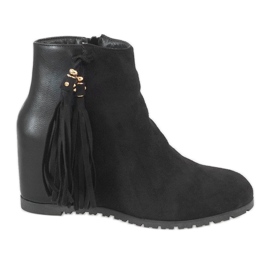 Schwarze Wildleder Stiefeletten Boho JKD-39