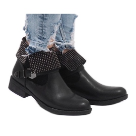 Schwarze gewickelte Stiefeletten mit Pailletten LY-2698