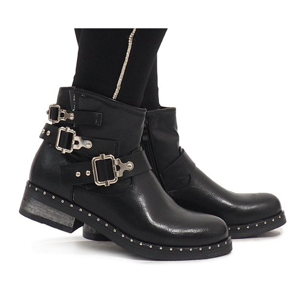 SDS Schwarze Wickelstiefel 7313-PA