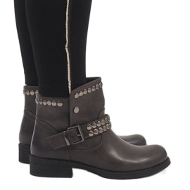 Marquiiz Grau verzierte Stiefel HUQ-008