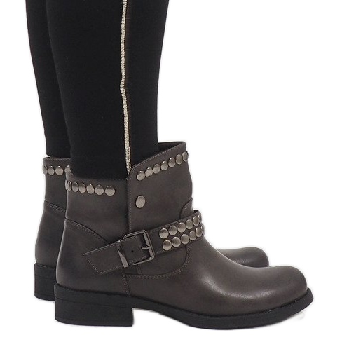 Marquiiz Grau verzierte Stiefel HUQ-008