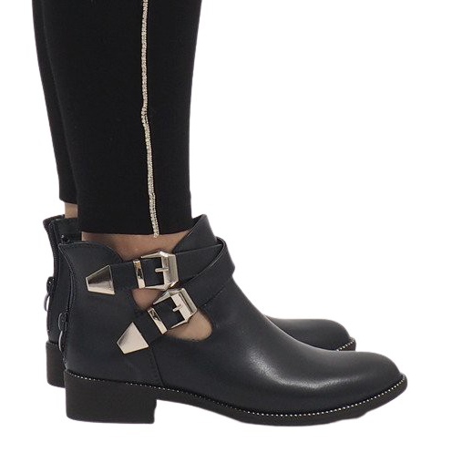 Ideal Shoes Marineblaue offene Stiefel Y8157 navy blau