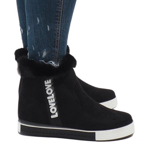 Schwarze, pelzgefütterte Wildlederstiefel NB252P-1