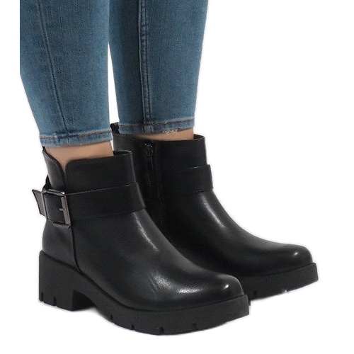 Schwarze Damenstiefel mit hohen Absätzen 7618-PA