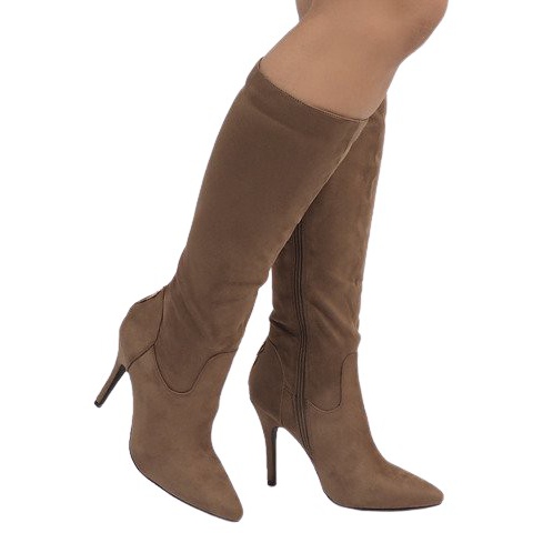 Taupe Stiefel auf einem Absatz 1101-2 braun