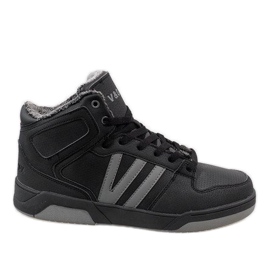 Schwarze hohe Sneakers mit Fell M667-2