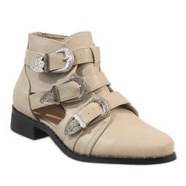 Beige Stiefeletten offen 99-36