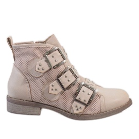 Beige Stiefel mit Nieten 8921