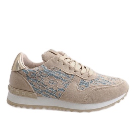 Beige Sneakers mit G-100-Spitze