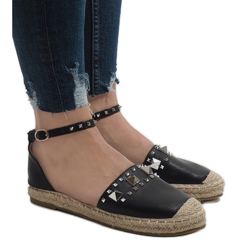 Schwarze Espadrilles mit Favara-Nieten