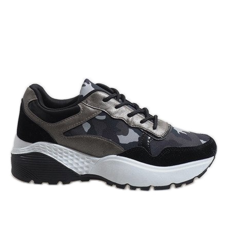 Schwarze modische Camo Sportschuhe LT013