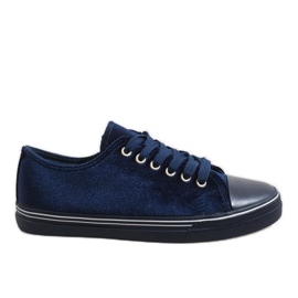 Sneakers aus Velours in Marineblau BK6197-2