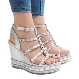 Silberne Keilsandalen VS-368 grau