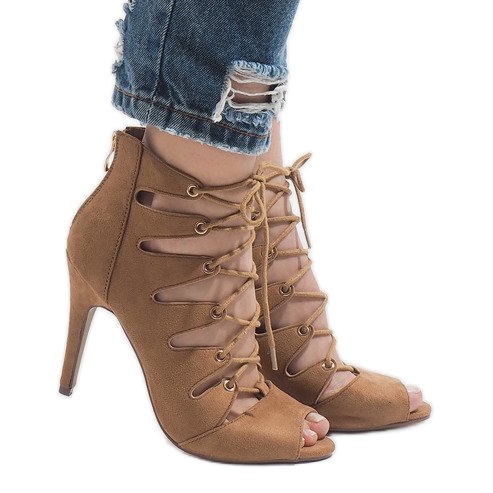 Camel offene Stiefel mit hohem Absatz 9095-83A braun