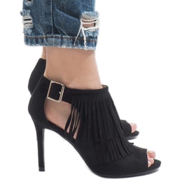 Schwarze Boho-Stiefel mit Absatz 1551-149