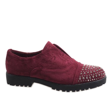 Burgunder Slip Ons mit 22-2 Nieten rot