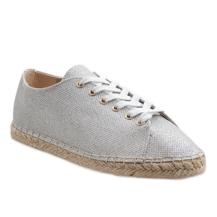 Silberne Espadrilles zum Schnüren 831-1 grau
