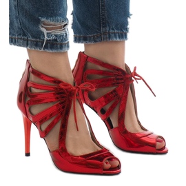 Rote offene Lackstiefel C-003