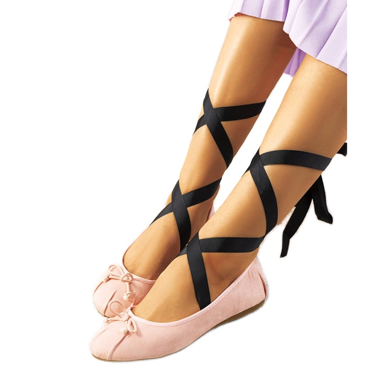 Rosa Schnürballerinas mit B-62 Schleifen