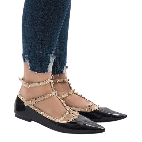 Schwarz lackierte Ballerinas 127-12