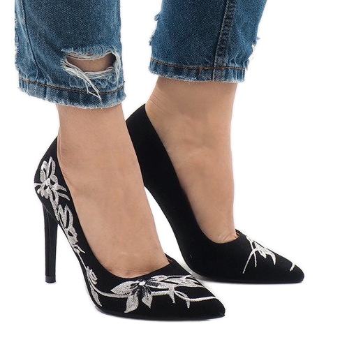 Schwarze Wildleder High Heels 16032-18