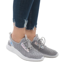 Graue Mesh-Sportschuhe G8347-1