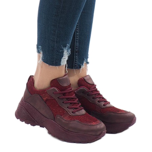 BY-080 burgunderrote Sportschuhe mehrfarbig