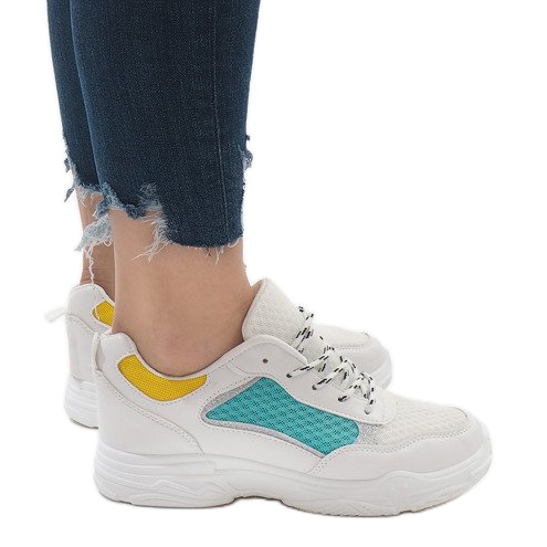 Bunte modische Sportschuhe YM-31 L.GREEN weiß grün