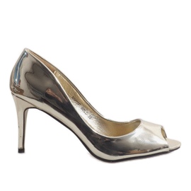Offene Pumps mit goldenem Spiegel MM09P