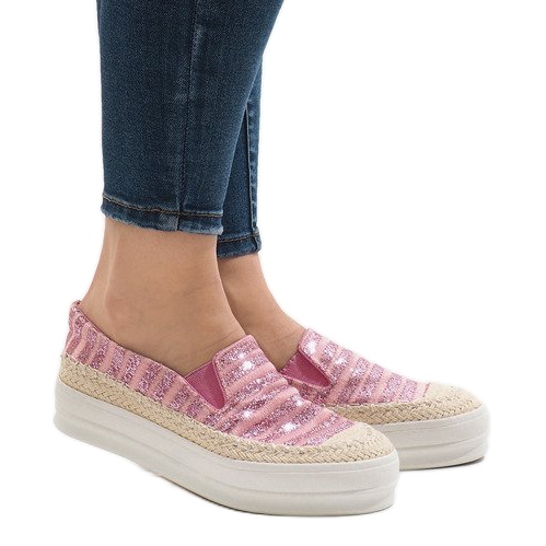 Pinke Espadrilles-Sneaker auf der GH001-Plattform rosa