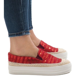 Rote Sneakers Espadrilles auf der GH001-Plattform