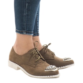 Grüne Slip-Ons mit Pailletten L155 beige