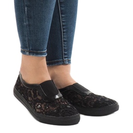 HC232 schwarze Spitzenturnschuhe