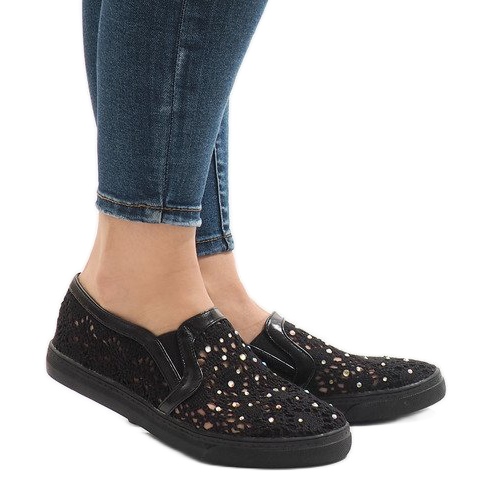 HC233 schwarze Spitzenturnschuhe