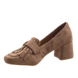 Inna Khakifarbene Wildleder-Pumps am LB-339-Pfosten braun