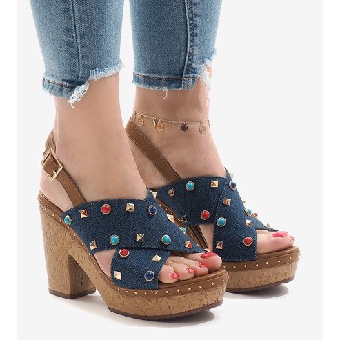 Blaue Sandalen auf Plattform 1669