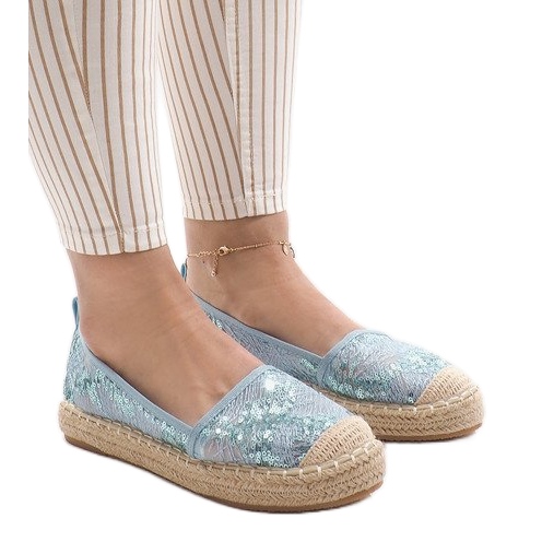 Blaue durchbrochene Espadrilles L08-71