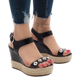 Schwarz lackierte Keilsandalen 17060-74