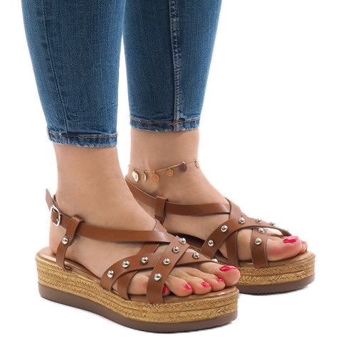 Camel Espadrilles-Sandalen auf der Plattform 314-2B braun