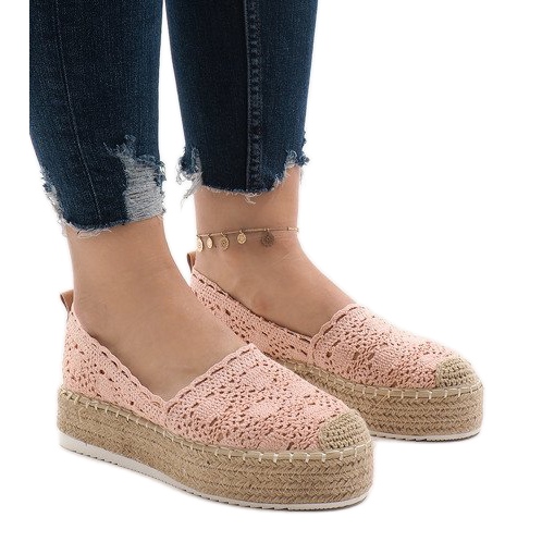 Rosa Sneaker Espadrilles auf der 7801-P-Plattform