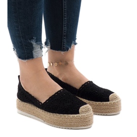Schwarze Sneakers Espadrilles auf der 7801-P-Plattform