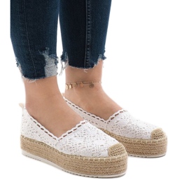 Weiße Sneaker Espadrilles auf der 7801-P-Plattform