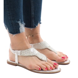 Silberne Sandalen verziert mit JN1359-2 grau