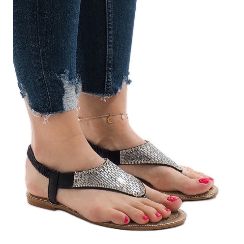 Schwarze Sandalen verziert mit JN1359-2