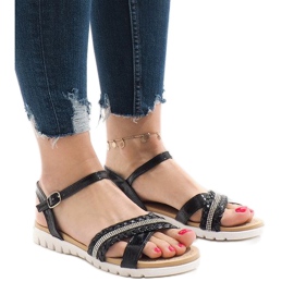 Schwarze Sandalen mit Pailletten G-515-01