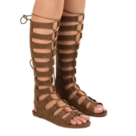 Braune flache Gladiatorensandalen 289-9